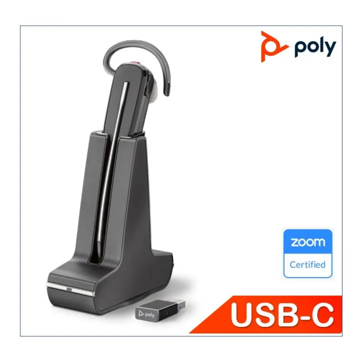Poly Savi 8245 UC Convertible Wireless DECT Headset, USB-C